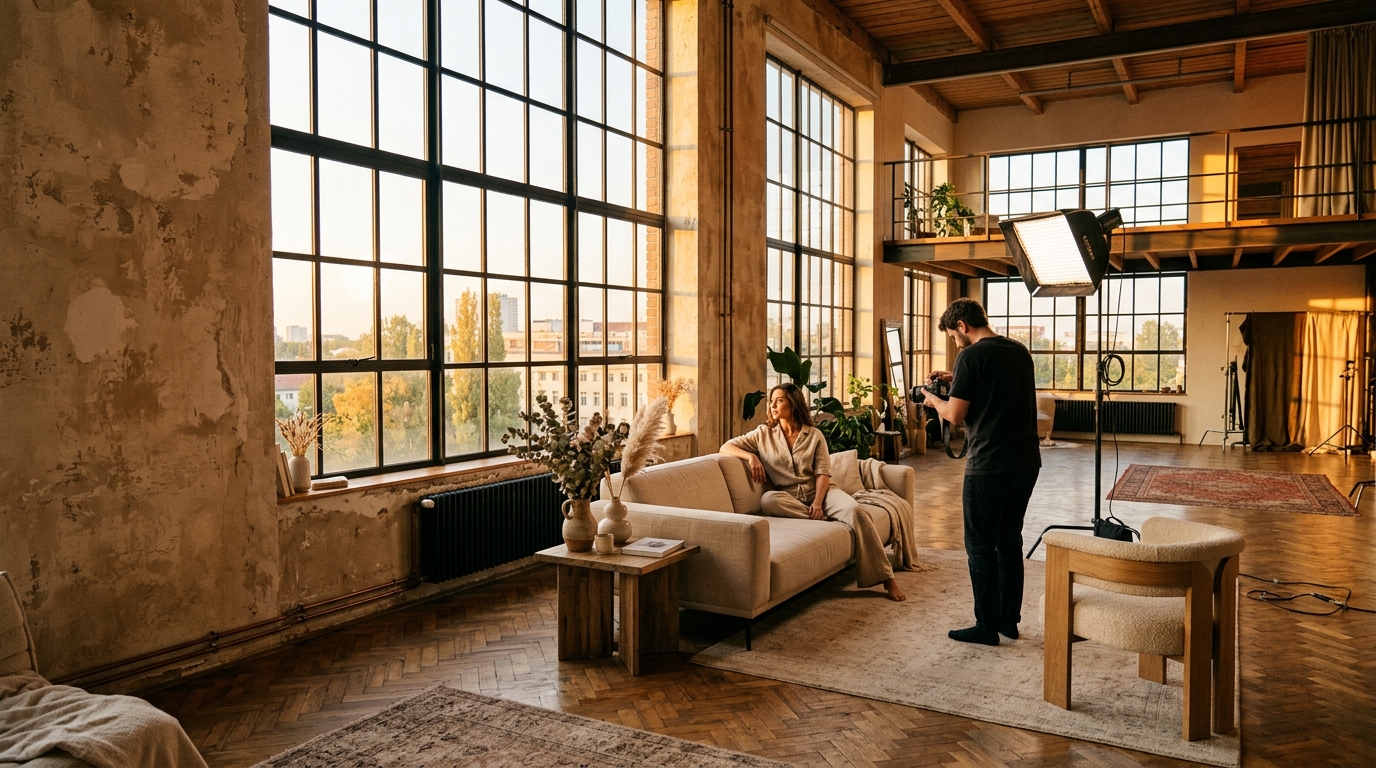 Loft Interior & Sunset